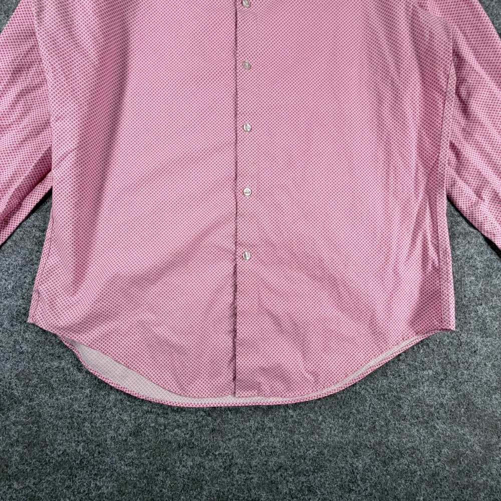 Calvin Klein Steel+ Dress Shirt Mens L PinK Geometric Stretch Non Iron Slim Fit - Picture 3 of 16